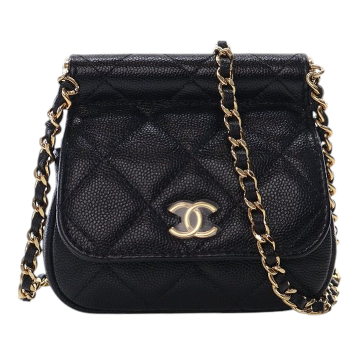 Chanel Mini Caviar Bar Pochette On Chain Noir