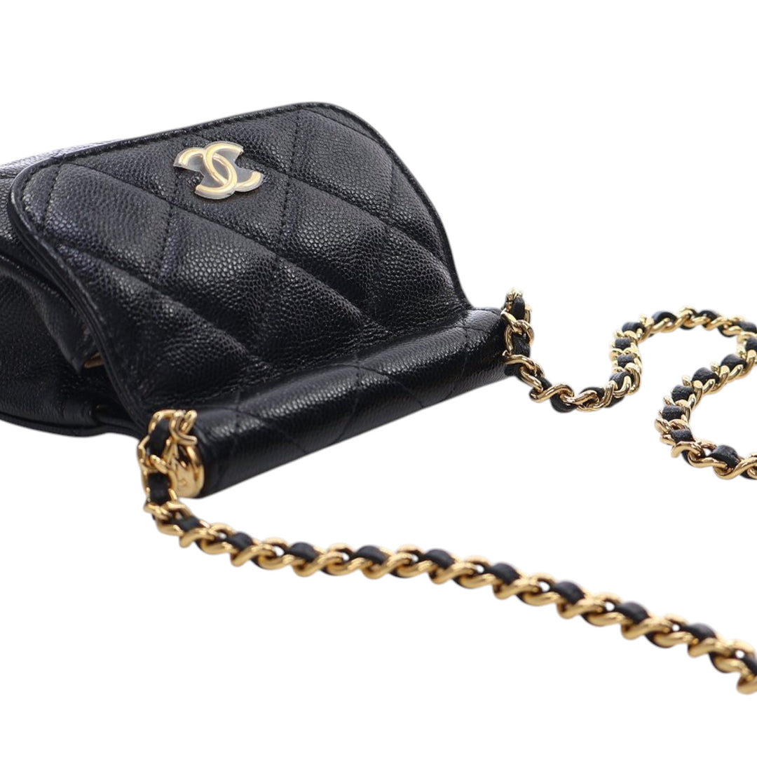 Chanel Mini Caviar Bar Pochette On Chain Noir