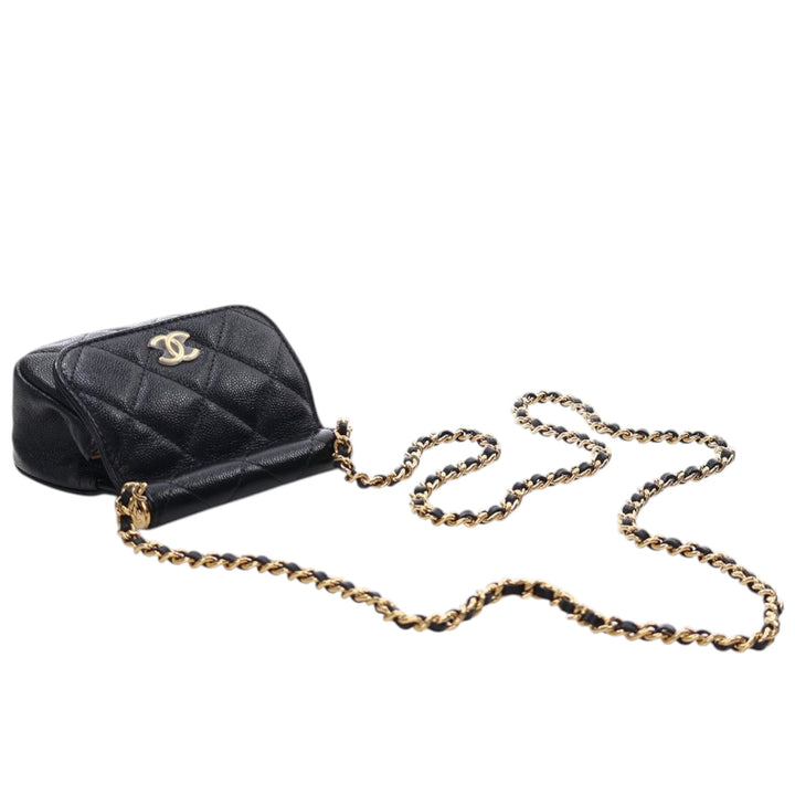 Chanel Mini Caviar Bar Pochette On Chain Noir