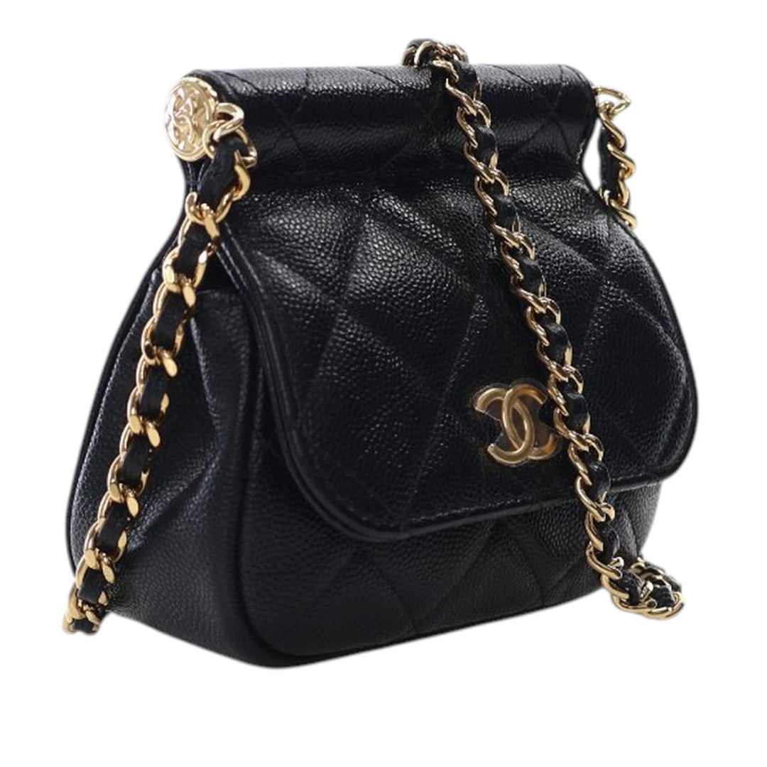 Chanel Mini Caviar Bar Pochette On Chain Noir