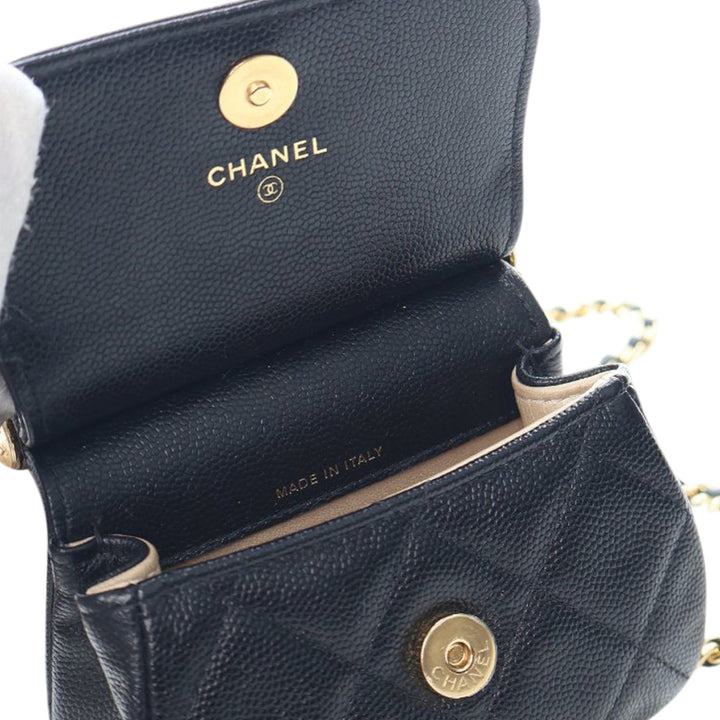 Chanel Mini Caviar Bar Pochette On Chain Noir