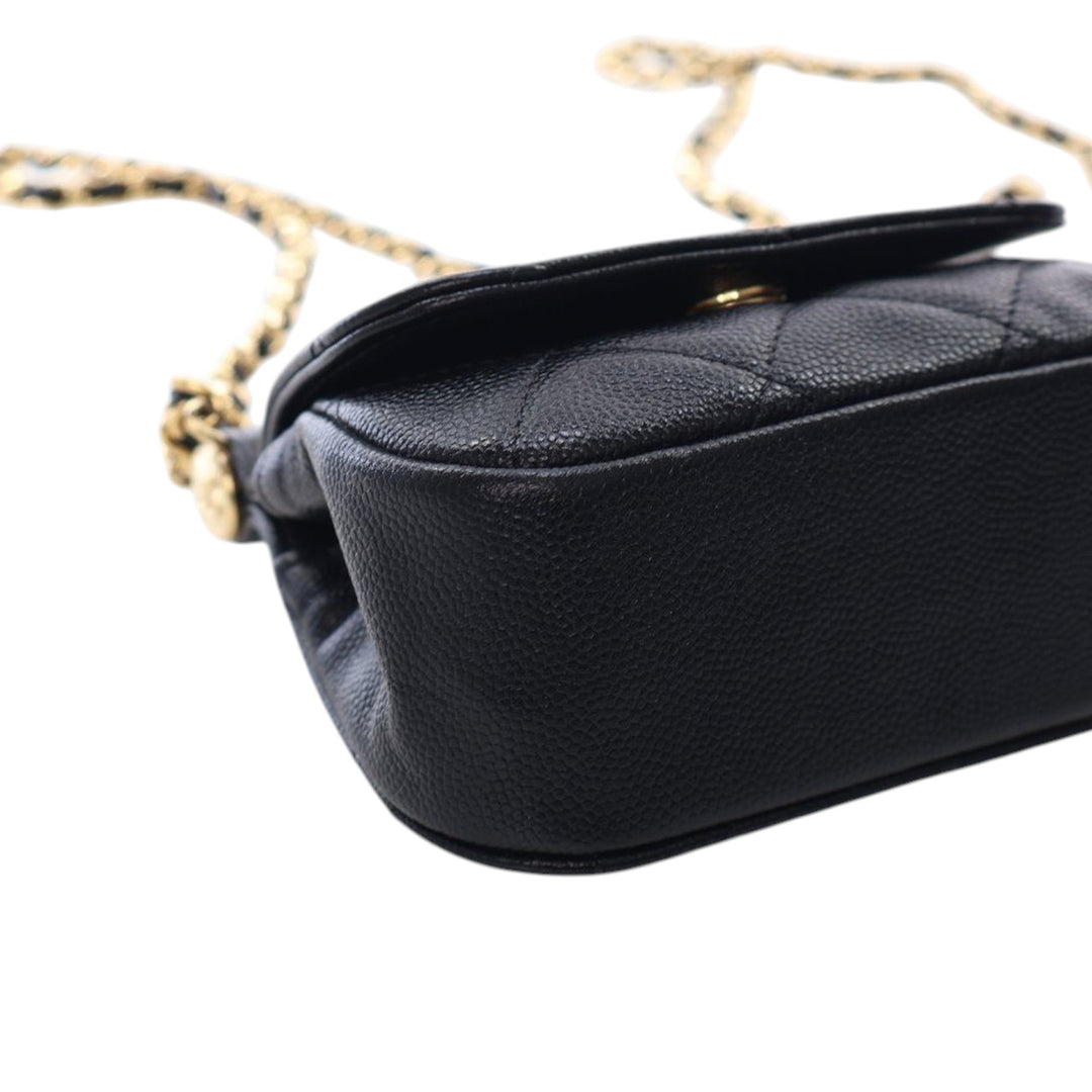 Chanel Mini Caviar Bar Pochette On Chain Noir