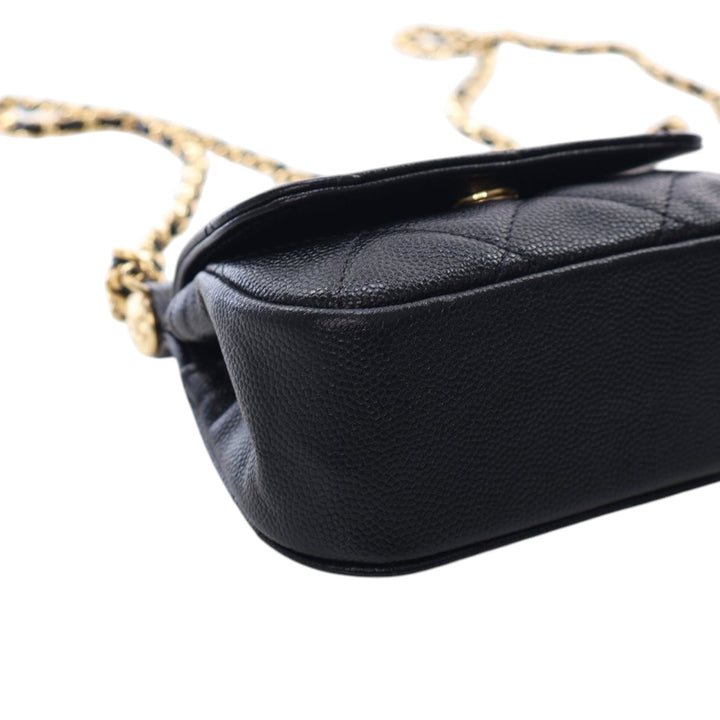 Chanel Mini Caviar Bar Pochette On Chain Noir