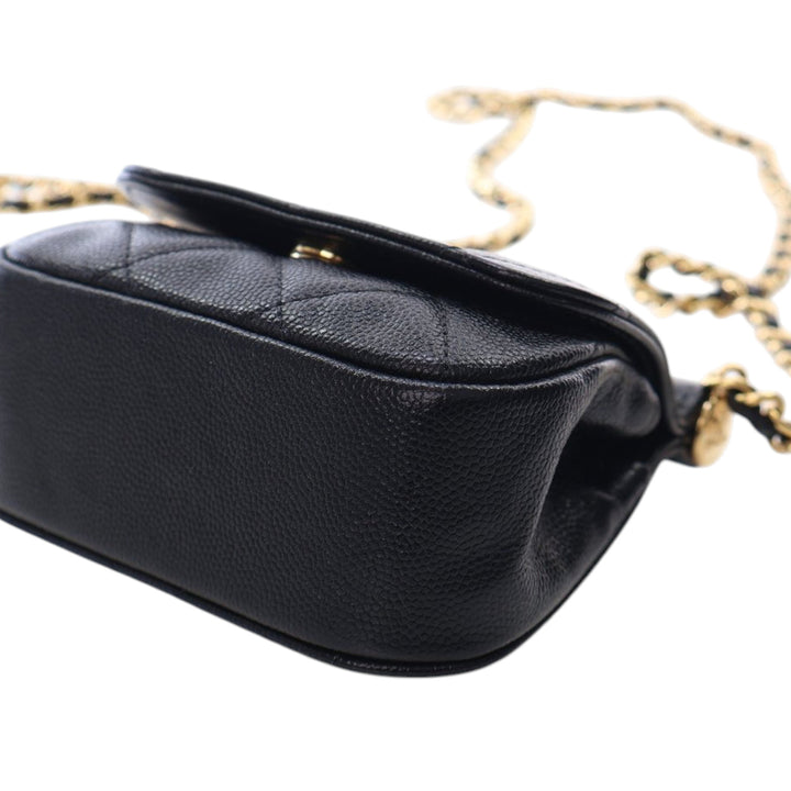 Chanel Mini Caviar Bar Pochette On Chain Noir