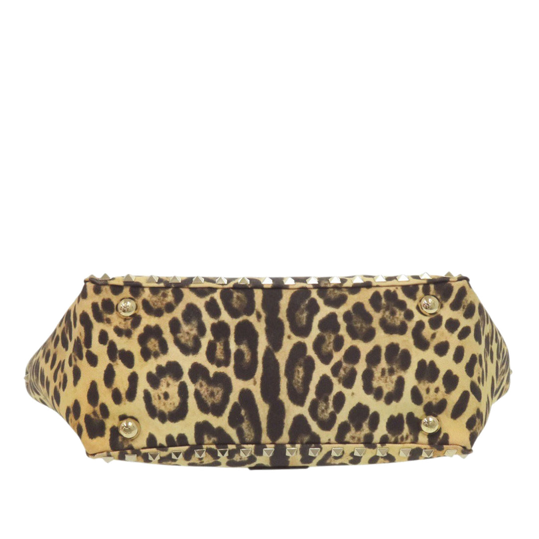 Valentino Sac à main Leopard Imprimé Rockstud Trapeze Petit Marron – vue 3 – GABY PARIS