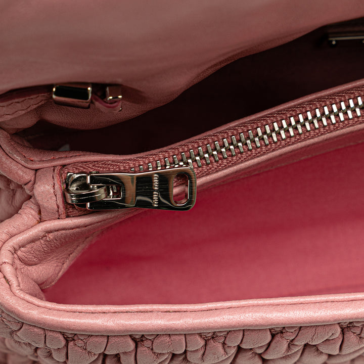 Matelasse Nappa Crystal Chain Satchel Pink - Gaby Paris