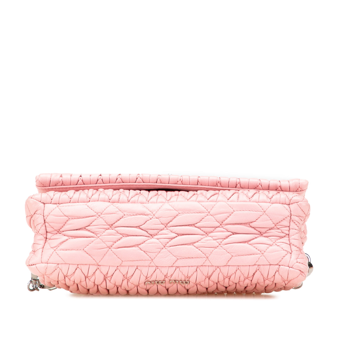 Matelasse Nappa Crystal Chain Satchel Pink - Gaby Paris