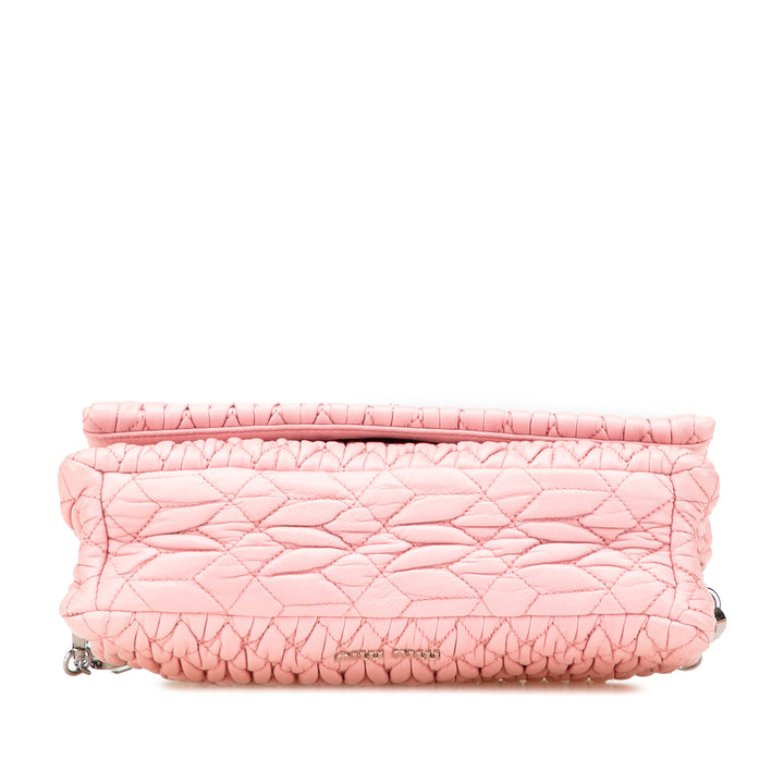 Matelasse Nappa Crystal Chain Satchel Pink - Gaby Paris