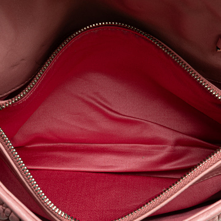 Matelasse Nappa Crystal Chain Satchel Pink - Gaby Paris