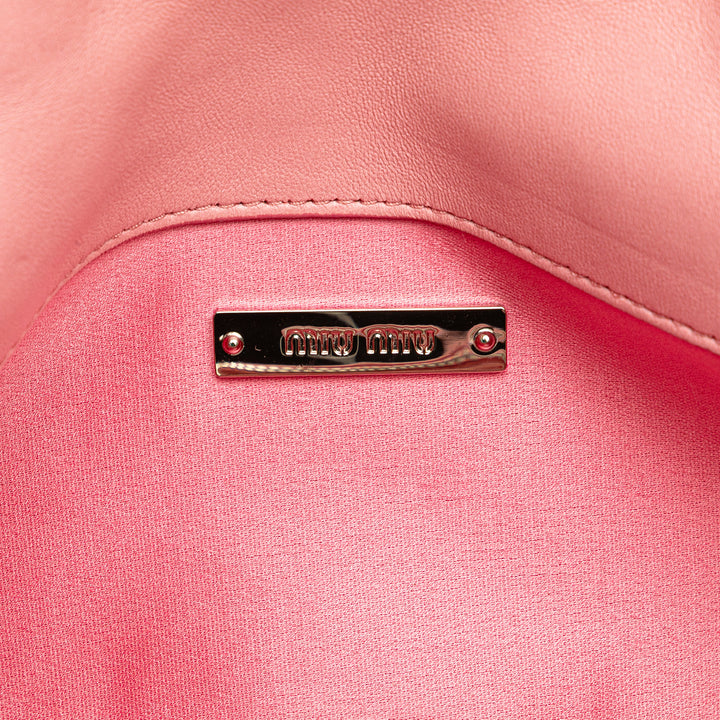 Matelasse Nappa Crystal Chain Satchel Pink - Gaby Paris