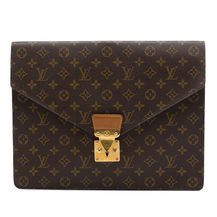 Louis Vuitton Porte-documents Porte Documents Senateur Monogram Marron – vue principale – GABY PARIS