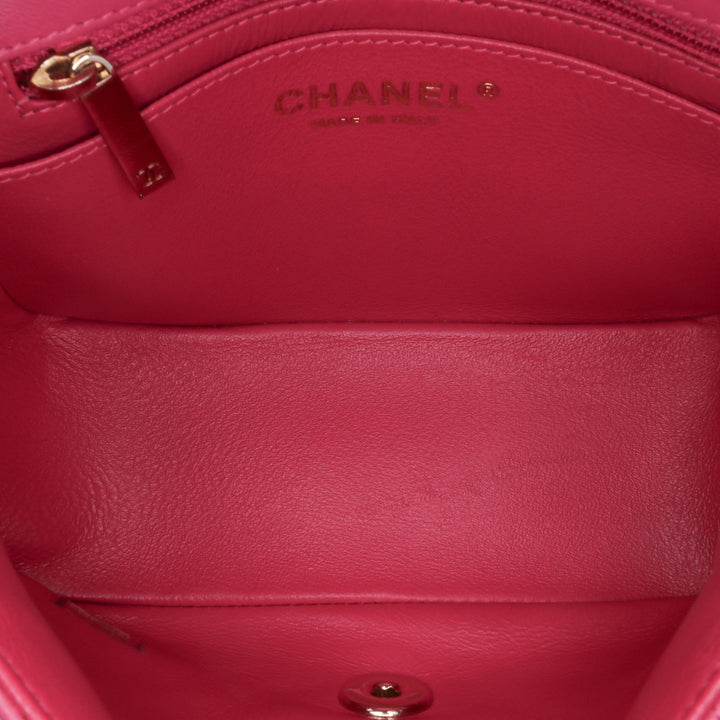 Chanel Classic Carré Chevron Rabat simple Mini Cuir d'agneau