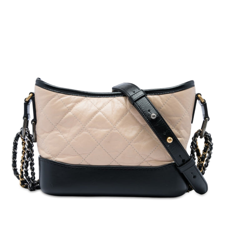 Bicolore Matelassé vieilli Gabrielle Hobo Petit Cuir de veau Noir