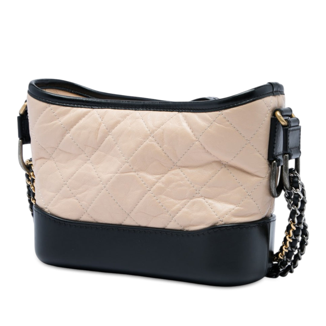 Bicolore Matelassé vieilli Gabrielle Hobo Petit Cuir de veau Noir