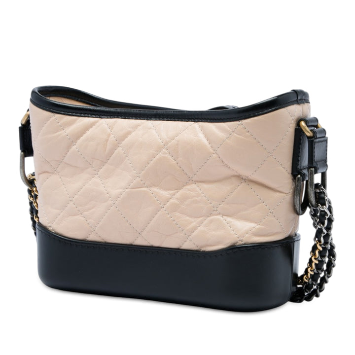 Bicolore Matelassé vieilli Gabrielle Hobo Petit Cuir de veau Noir