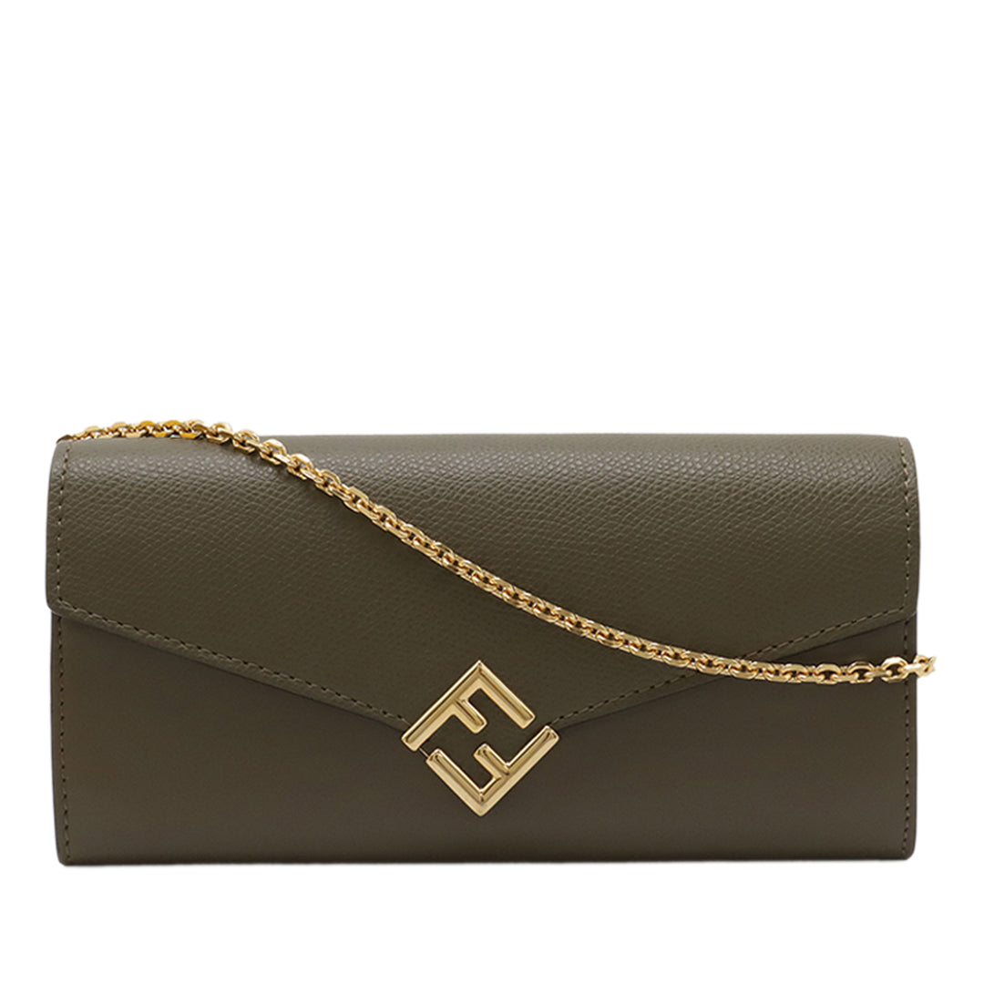 Fendi Smooth et Cuir de veau grainé Vitello King Cruise FF Diamonds Continental Envelope Wallet on Chain