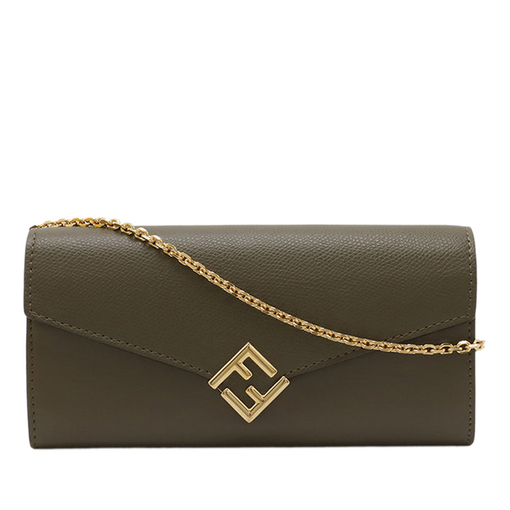 Fendi Smooth et Cuir de veau grainé Vitello King Cruise FF Diamonds Continental Envelope Wallet on Chain
