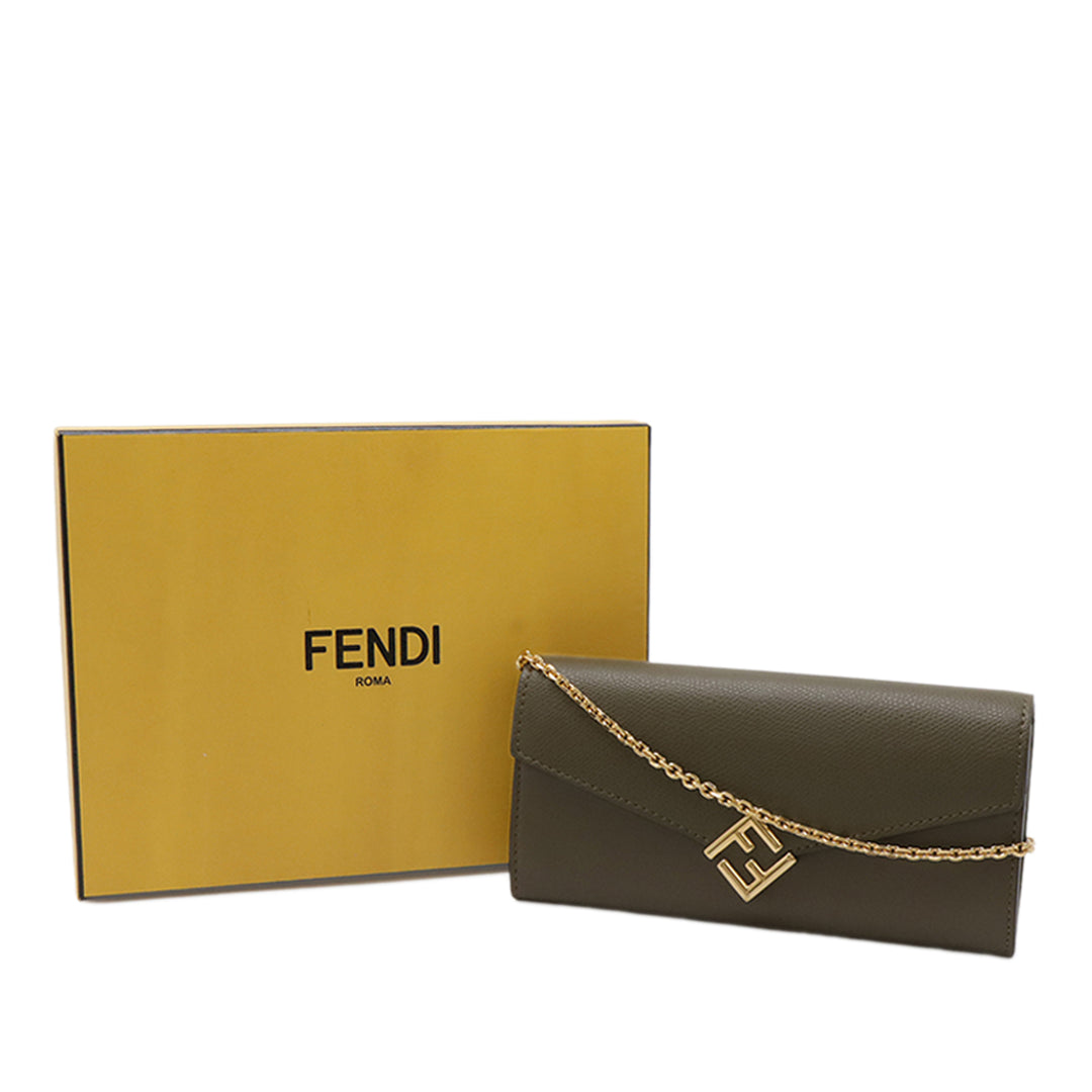 Fendi Smooth et Cuir de veau grainé Vitello King Cruise FF Diamonds Continental Envelope Wallet on Chain