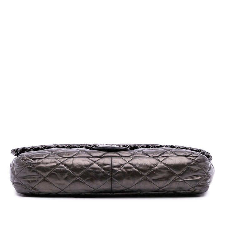Chanel Medium Quilted Métallisé Aged Cuir de veau Chain Me Flap Gris