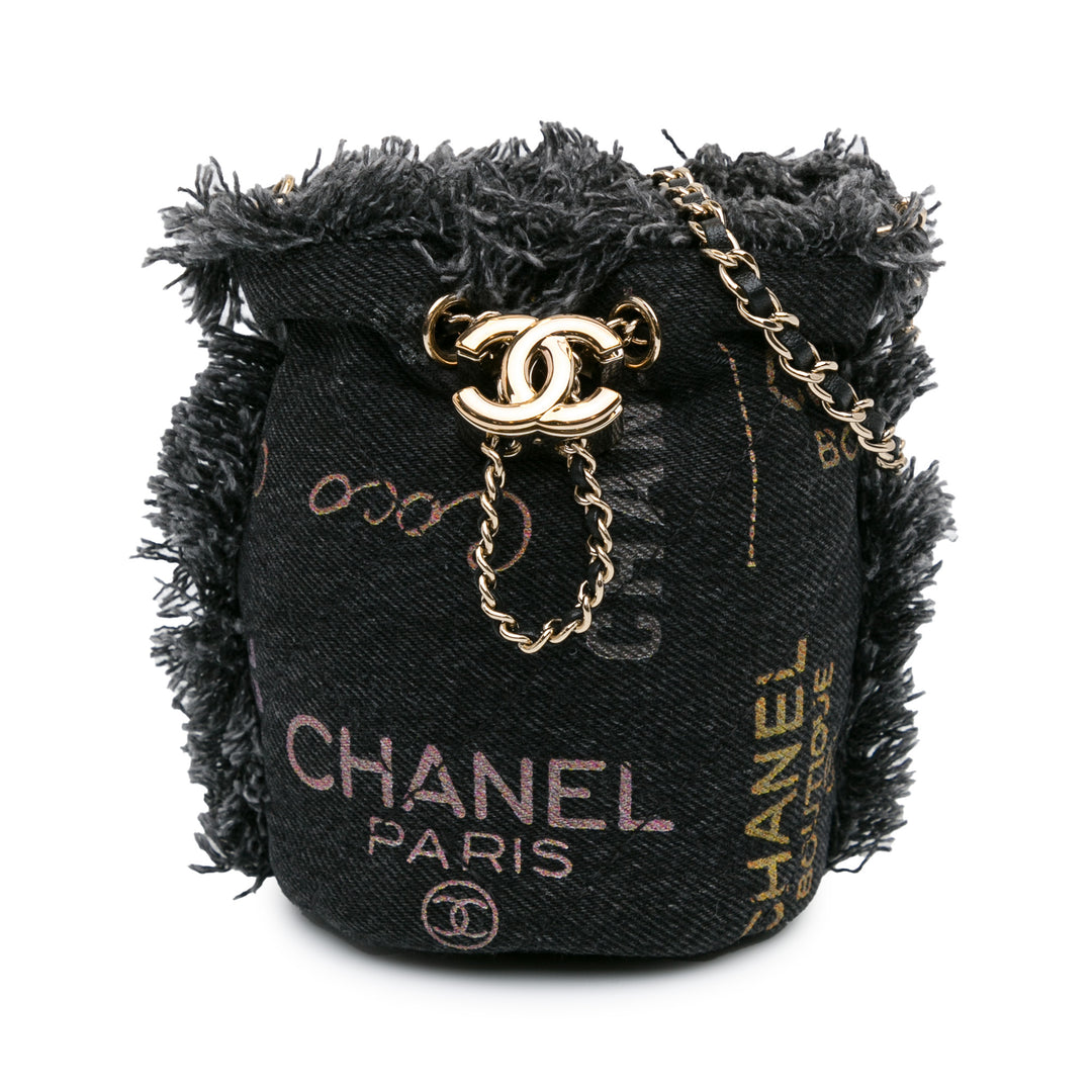 Chanel Mini Denim Mood Bucket with Chain Gray - GABY PARIS