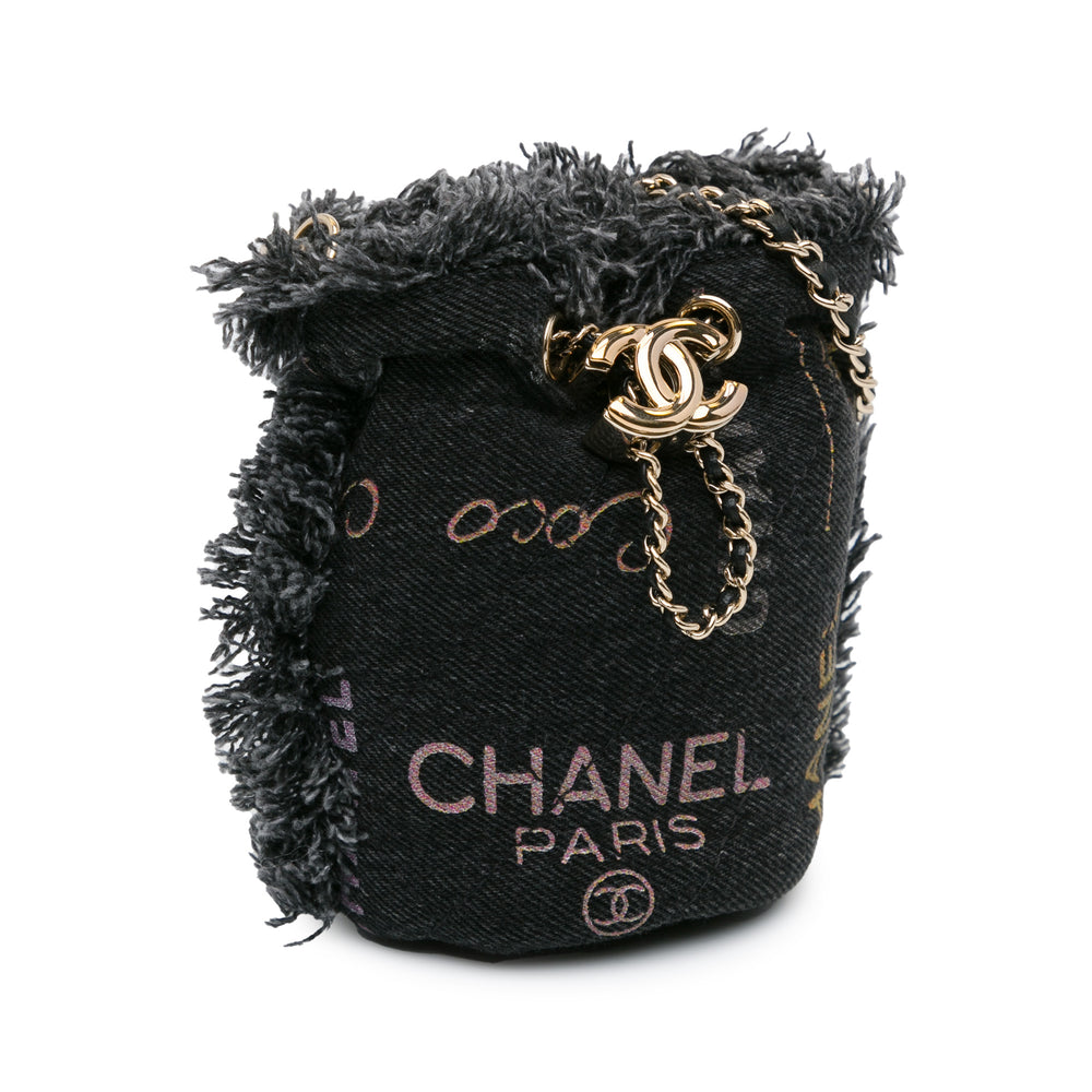 Chanel Mini Denim Mood Bucket with Chain Gray - GABY PARIS