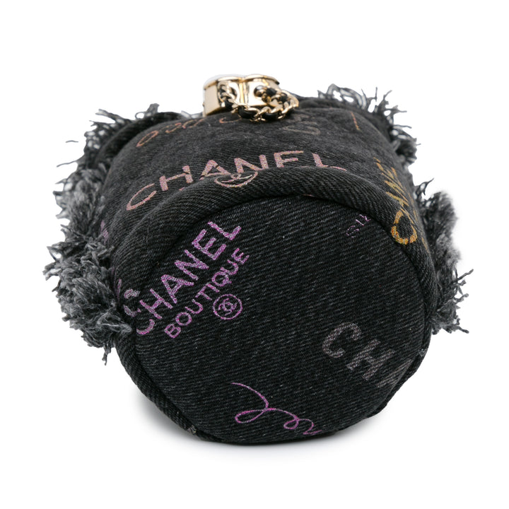 Chanel Mini Denim Mood Bucket with Chain Gray - GABY PARIS