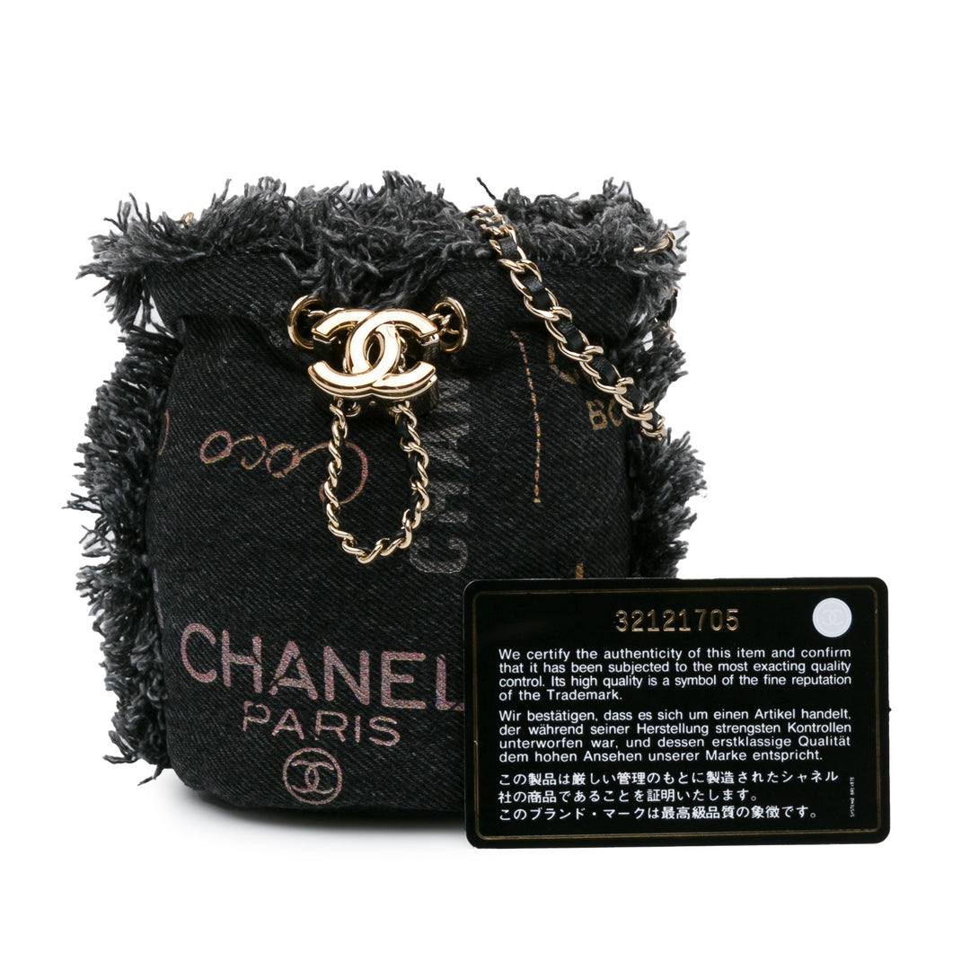 Chanel Mini Denim Mood Bucket with Chain Gray - GABY PARIS