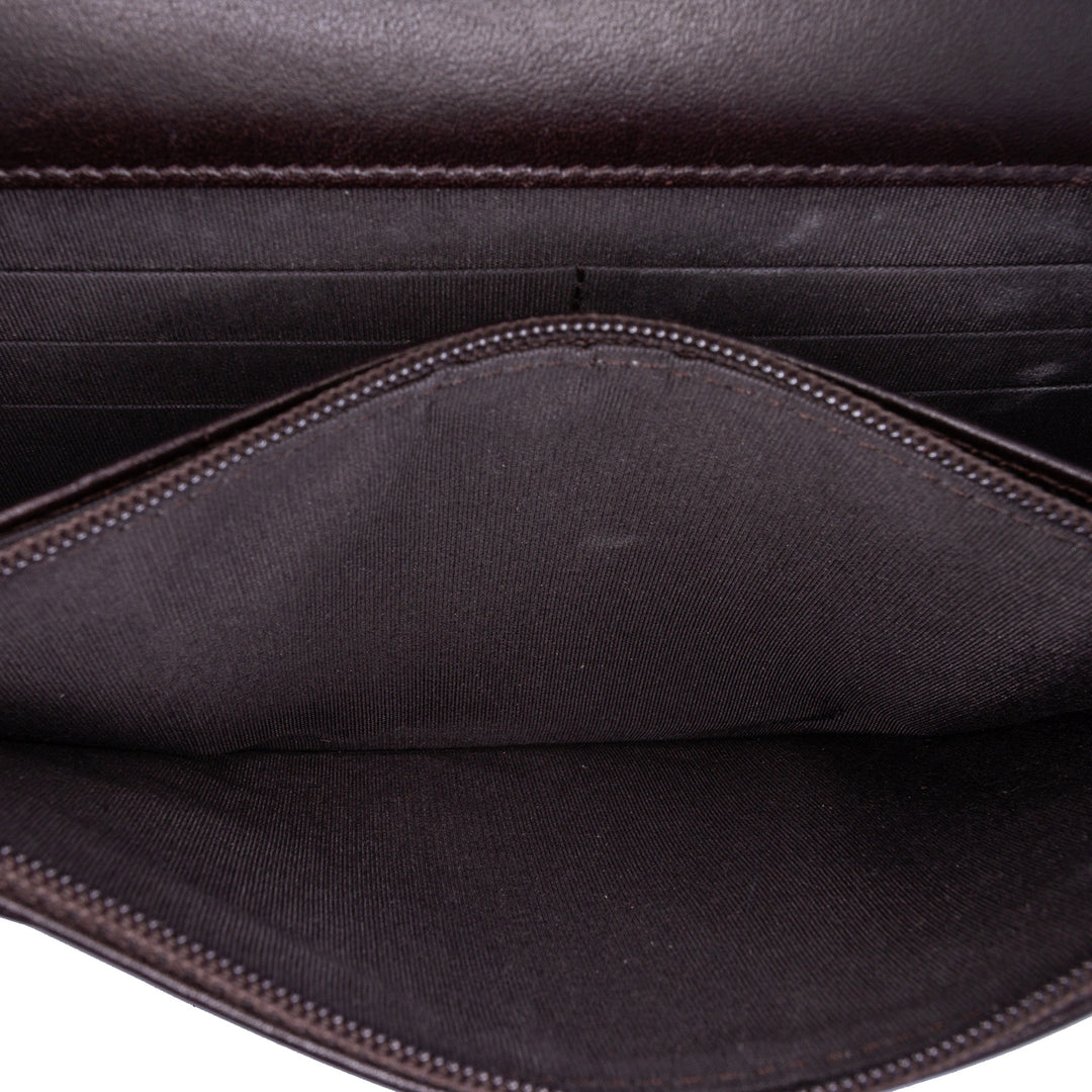 Goatskin Chevron Statement Wallet On Chain Black - Gaby Paris