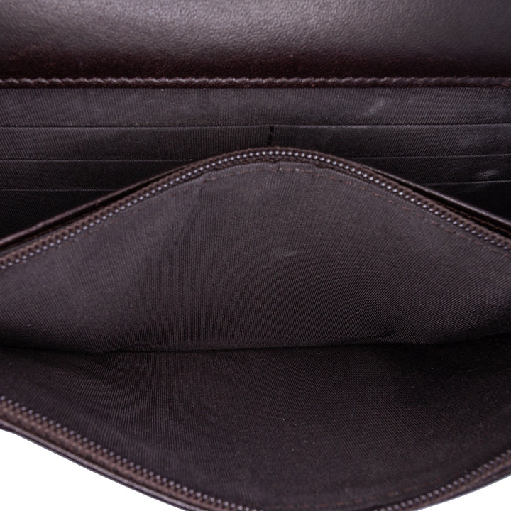 Goatskin Chevron Statement Wallet On Chain Black - Gaby Paris