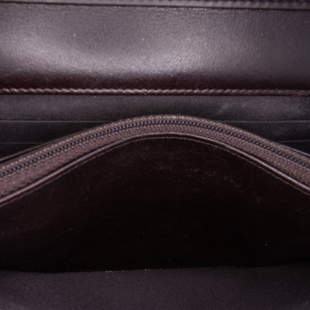Goatskin Chevron Statement Wallet On Chain Black - Gaby Paris