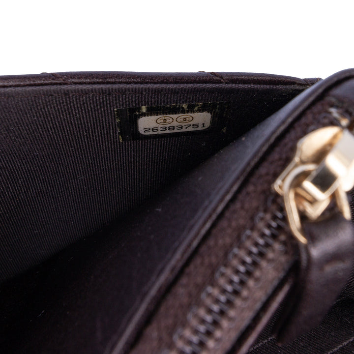 Goatskin Chevron Statement Wallet On Chain Black - Gaby Paris