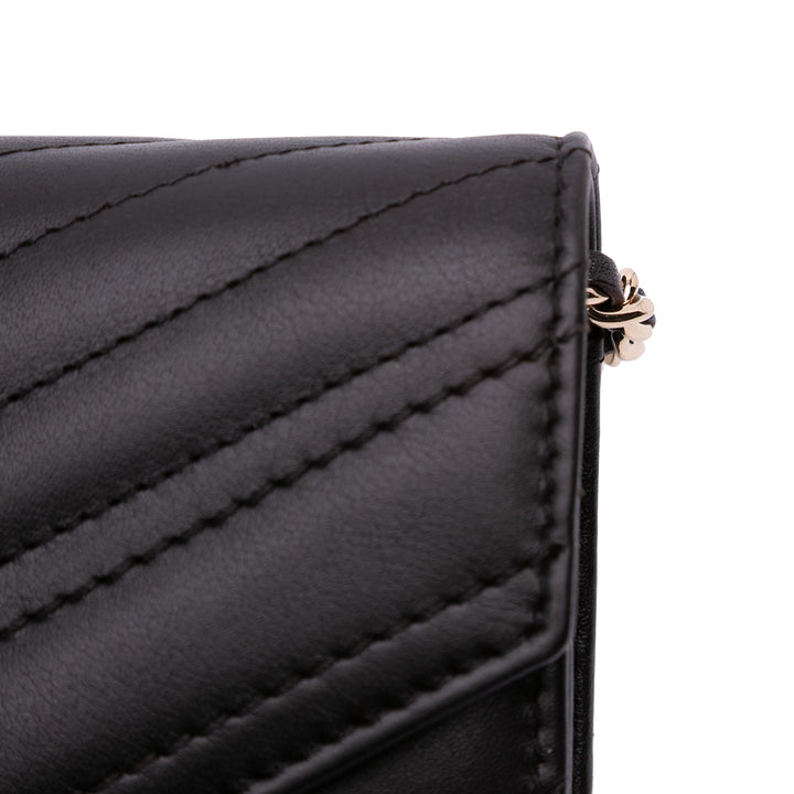 Goatskin Chevron Statement Wallet On Chain Black - Gaby Paris