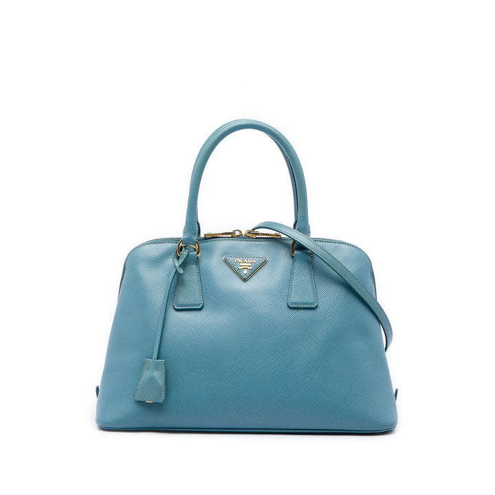 Prada Sac à main Lux Promenade Saffiano Moyen Bleu – vue principale – GABY PARIS