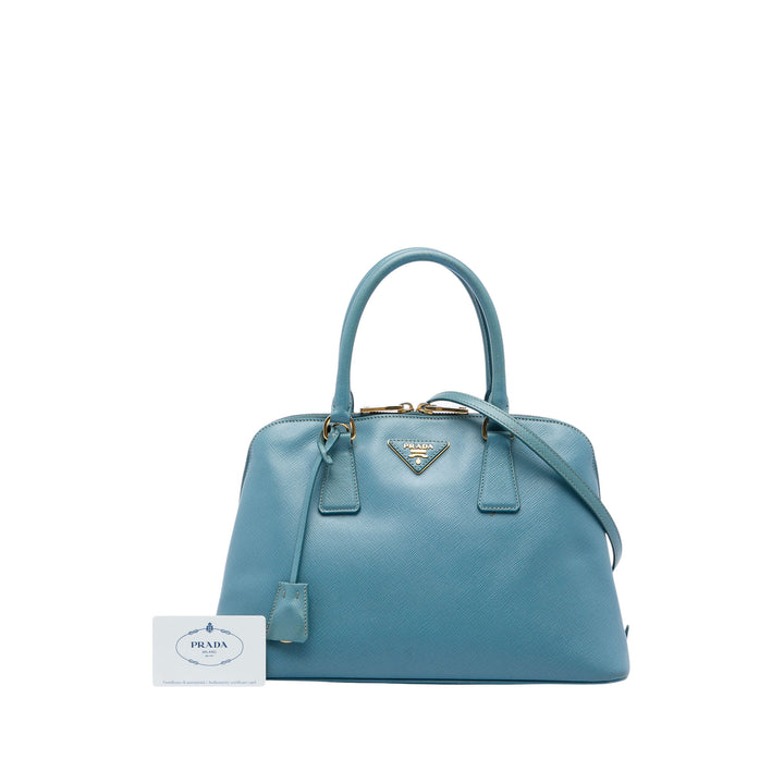 Prada Sac à main Lux Promenade Saffiano Moyen Bleu – vue 7 – GABY PARIS