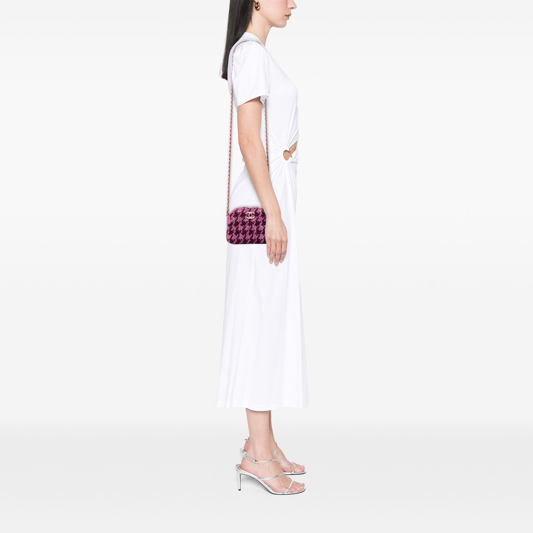 Chanel CC Tweed Houndstooth Pochette avec chaîne