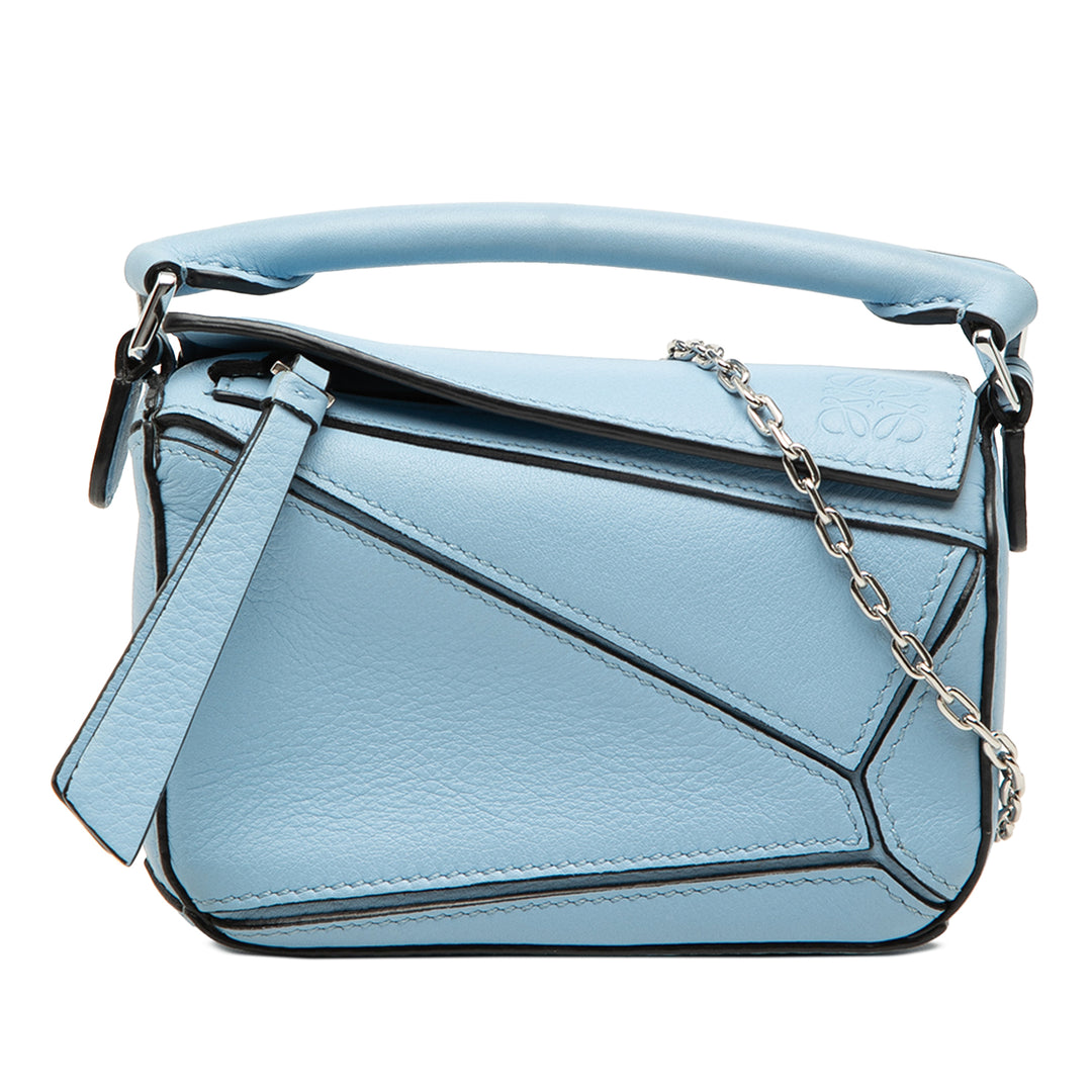 Puzzle Sac Nano Cuir de veau Bleu