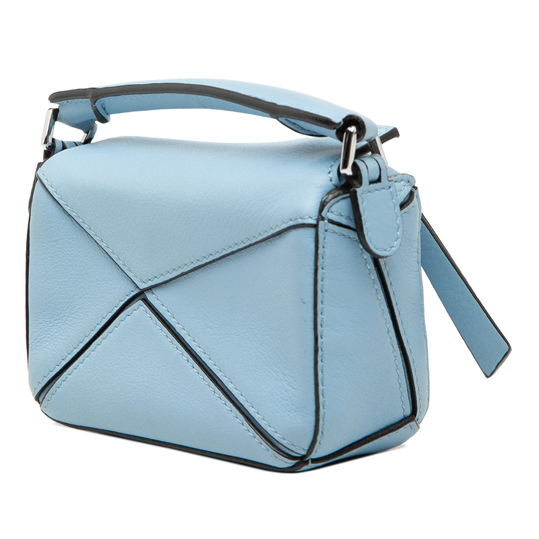 Puzzle Sac Nano Cuir de veau Bleu