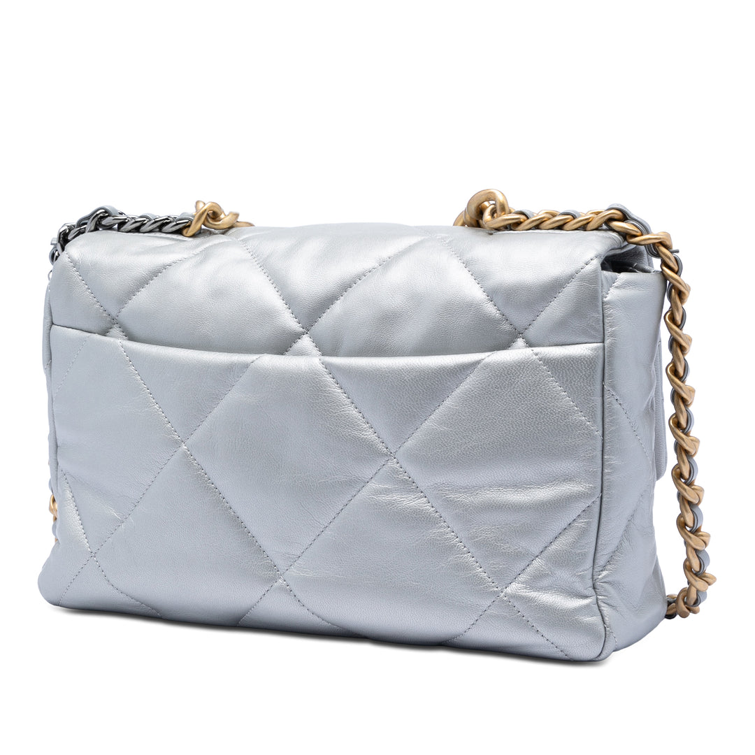 Chanel Large Metallic Cuir d’agneau 19 à rabat