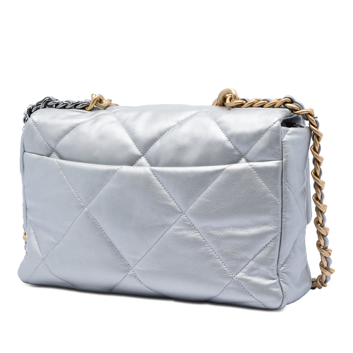 Chanel Large Metallic Cuir d’agneau 19 à rabat