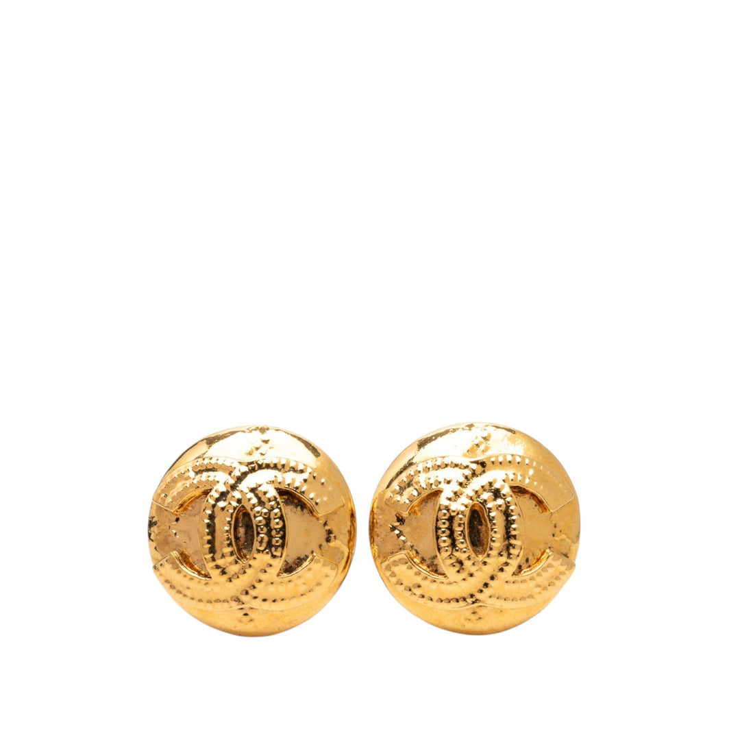Chanel CC plaqué Rond Clip On Boucles d’oreilles