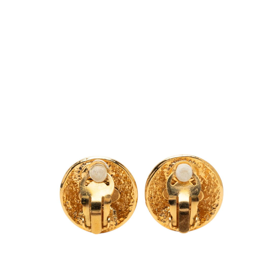 Chanel CC plaqué Rond Clip On Boucles d’oreilles