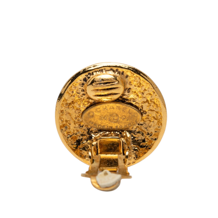 Chanel CC plaqué Rond Clip On Boucles d’oreilles
