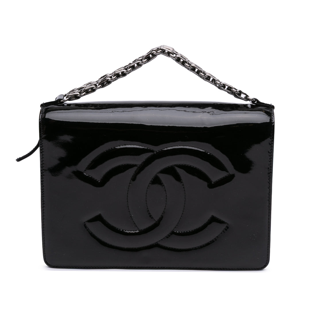 Mini CC Patent Clutch With Chain Black - Gaby Paris