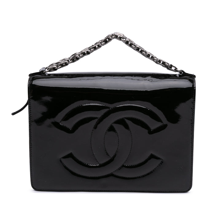 Mini CC Patent Clutch With Chain Black - Gaby Paris