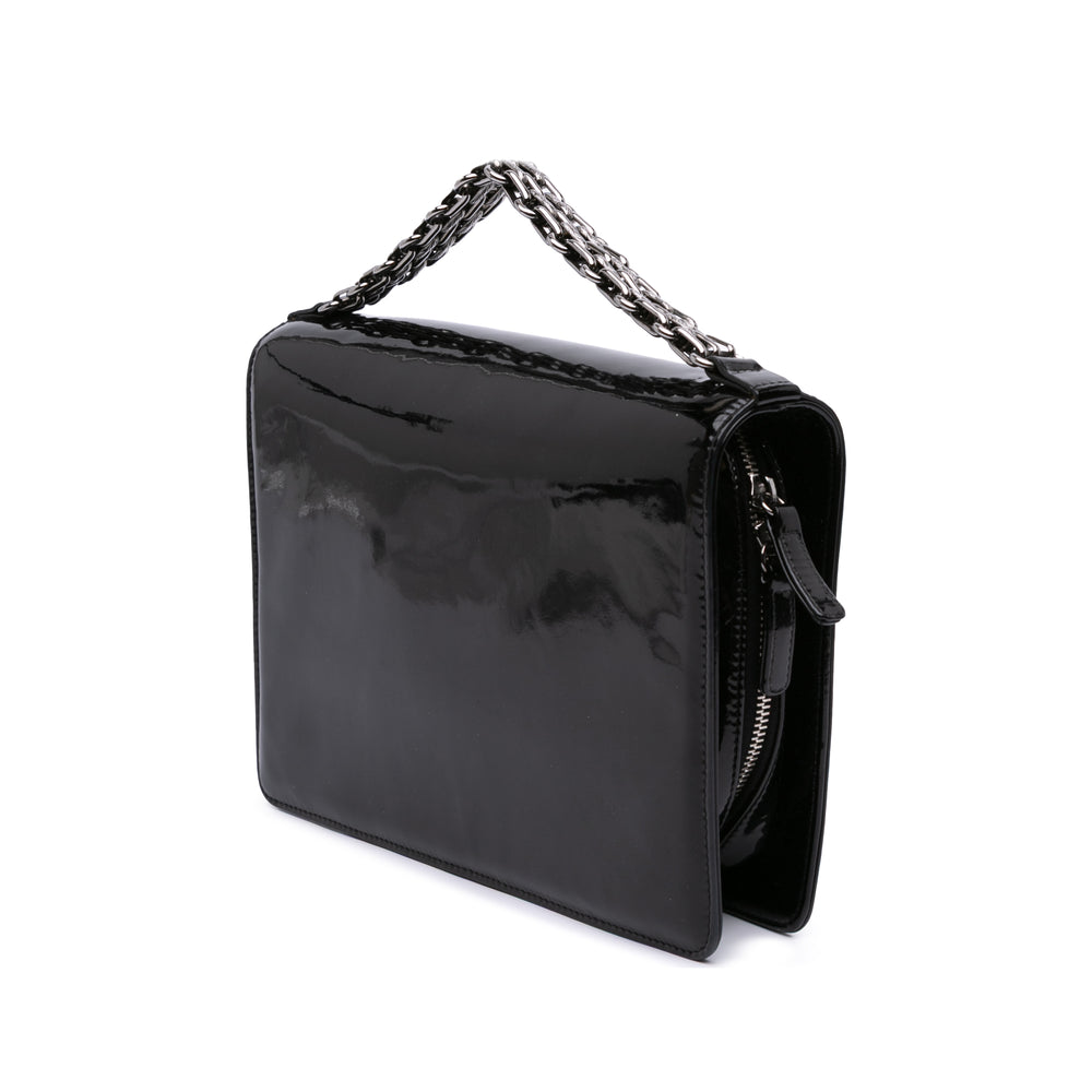 Mini CC Patent Clutch With Chain Black - Gaby Paris