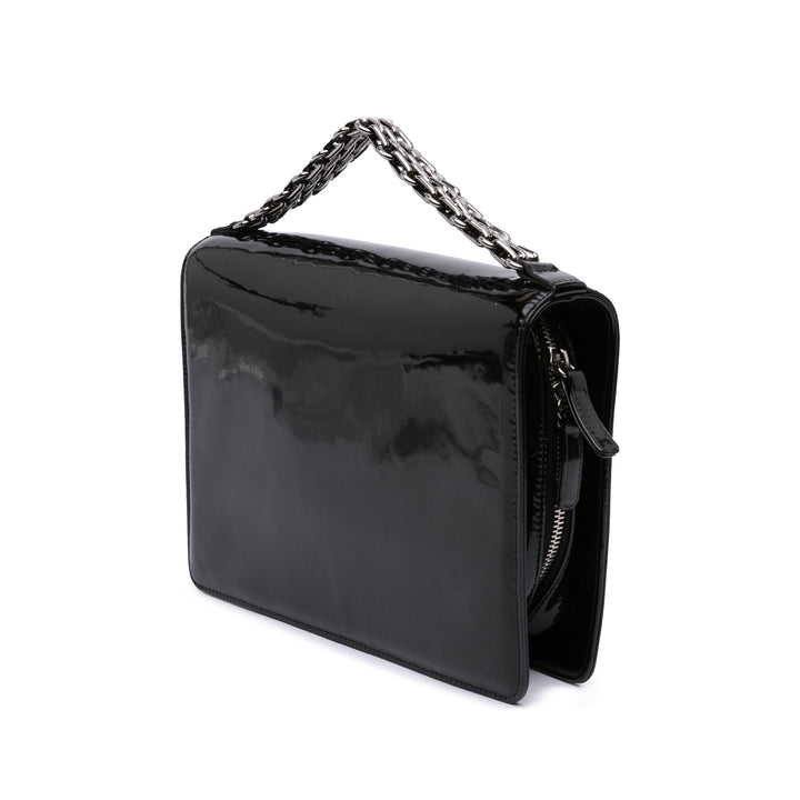 Mini CC Patent Clutch With Chain Black - Gaby Paris
