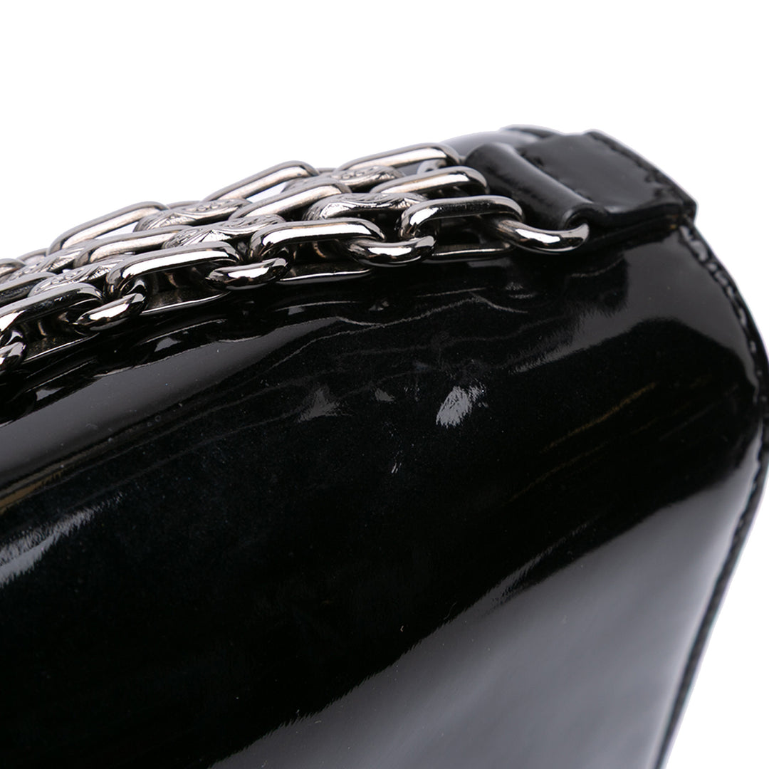 Mini CC Patent Clutch With Chain Black - Gaby Paris