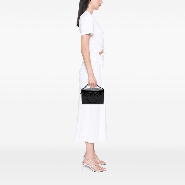 Mini CC Patent Clutch With Chain Black - Gaby Paris