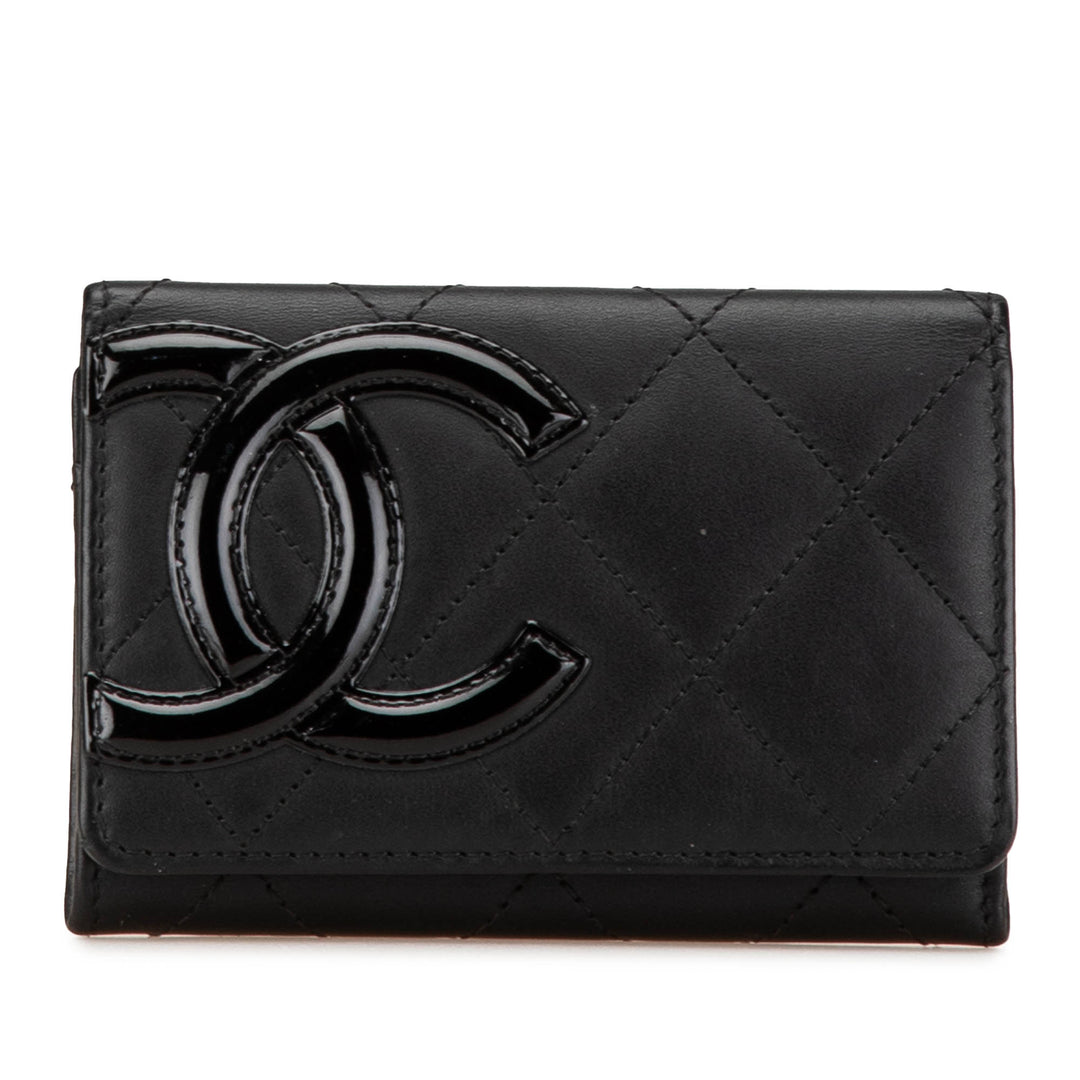 Lambskin Cambon Ligne Card Holder Black - Gaby Paris