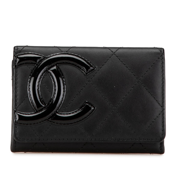 Lambskin Cambon Ligne Card Holder Black - Gaby Paris